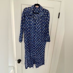 Goa Blue Printed Shirt Midi Dress